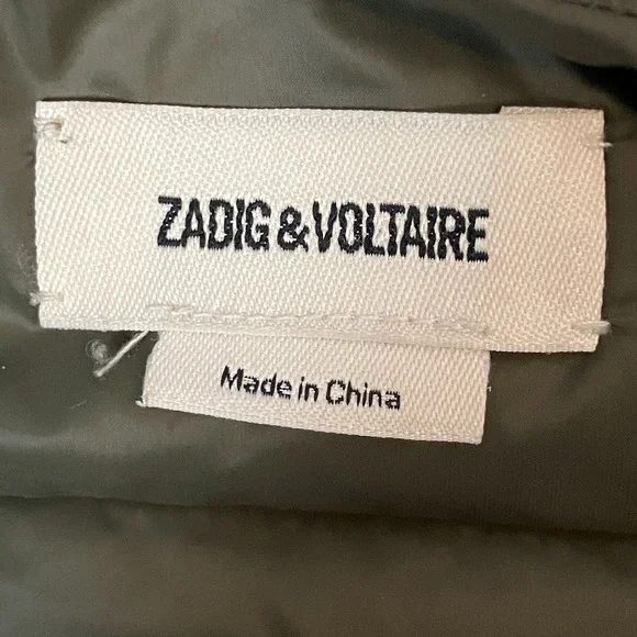 Zadig Voltaire Coat Womens Sz L Green Hooded Puffer Stand Collar Mid Length - Picture 6 of 9